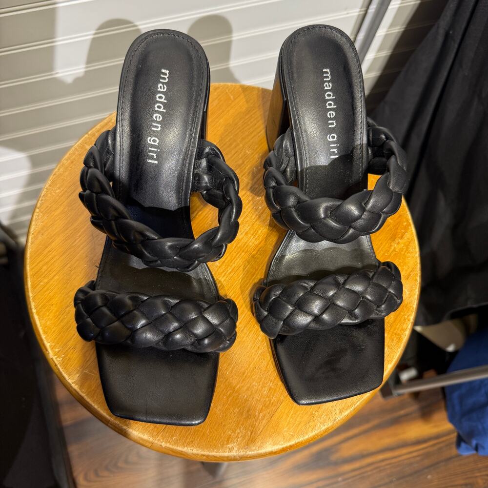 Madden Girl Dixcy Double Braided Strap Heeled Sandals Size 8.5 - Picture 3 of 10